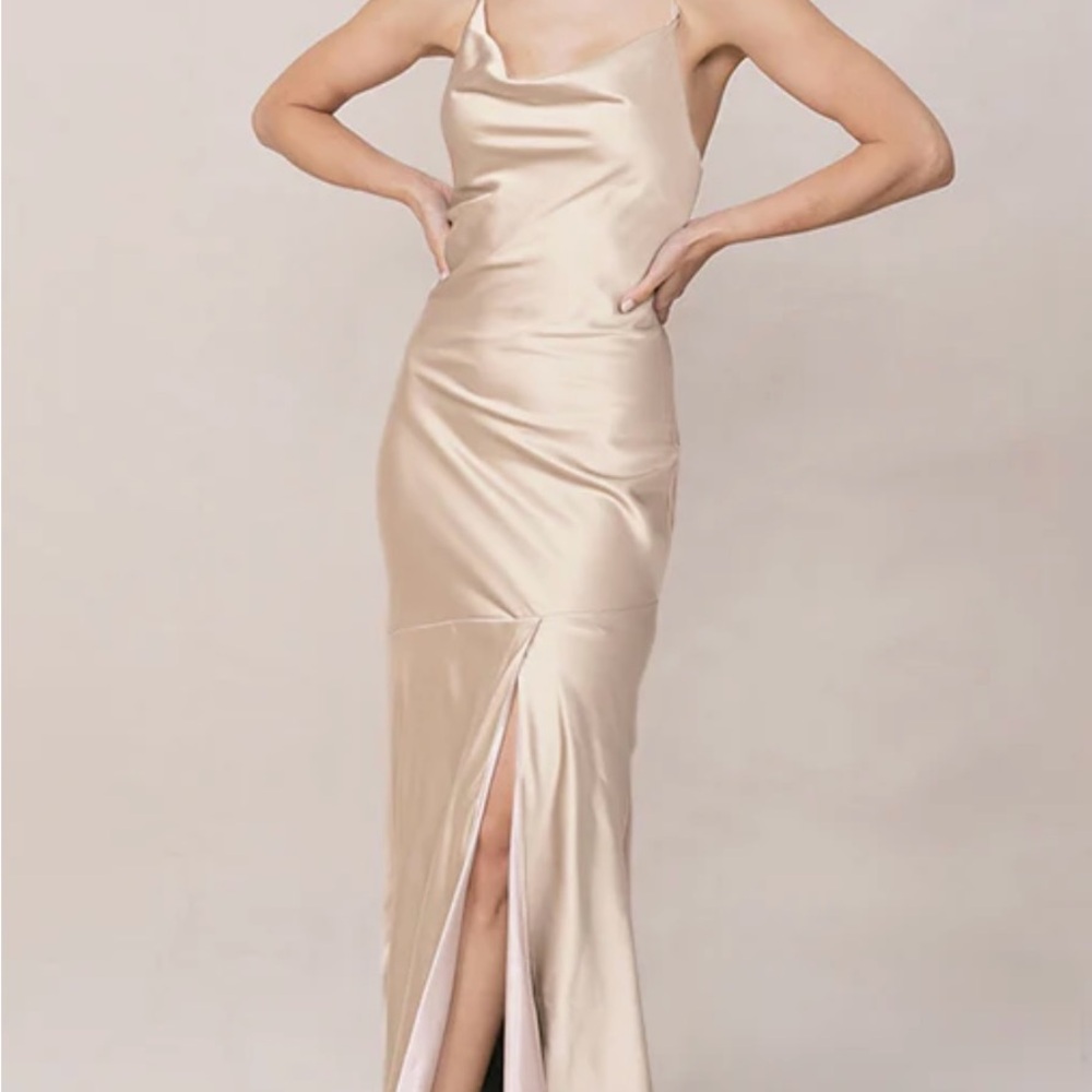 Kimora Satin Dress Revelry Gold Champagne Size 4
